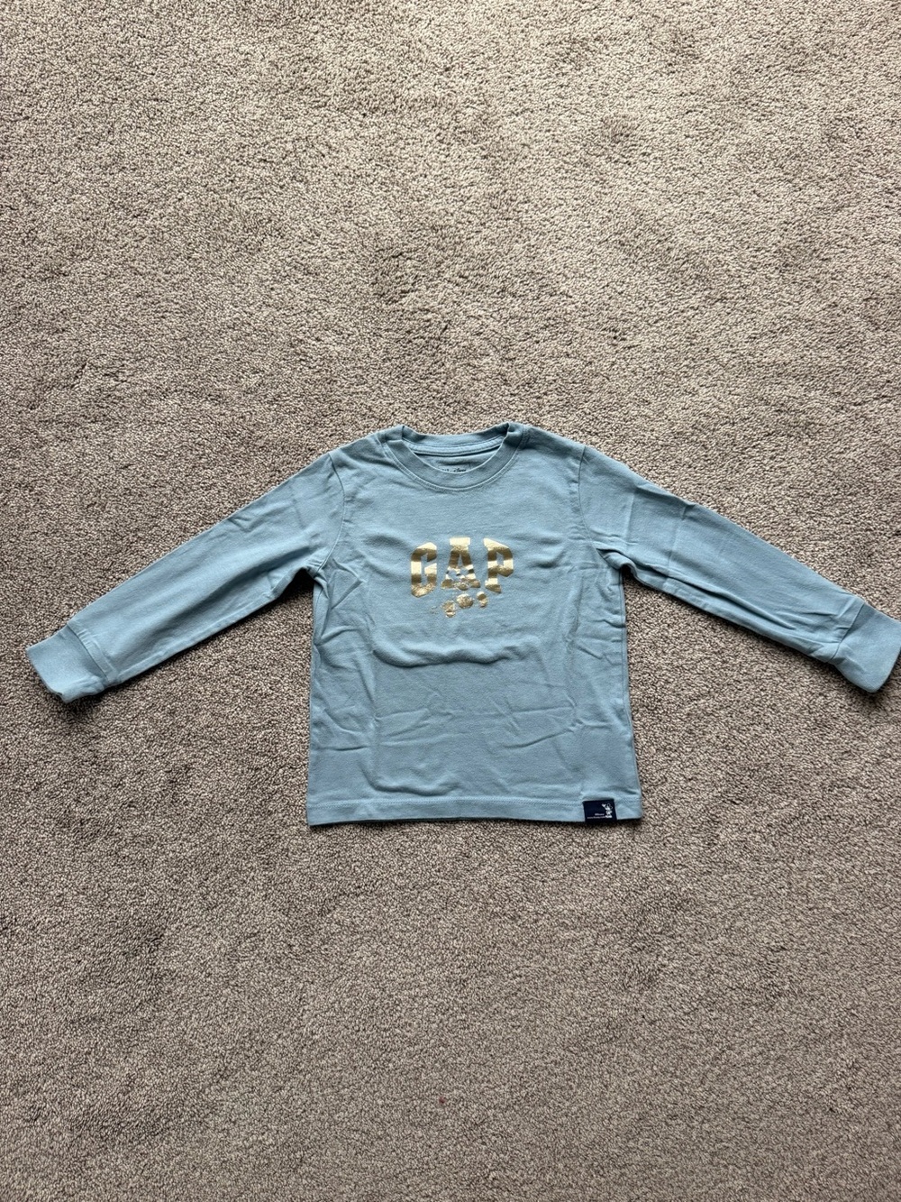 GAP Light Blue Long-Sleeve Tee with Gold Logo